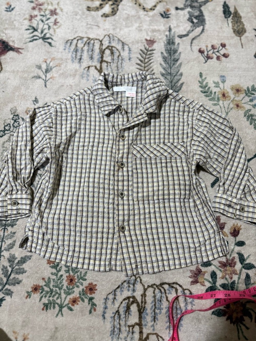 Zara Plaid Button-Up Shirt for Kids - Neutral Plaid